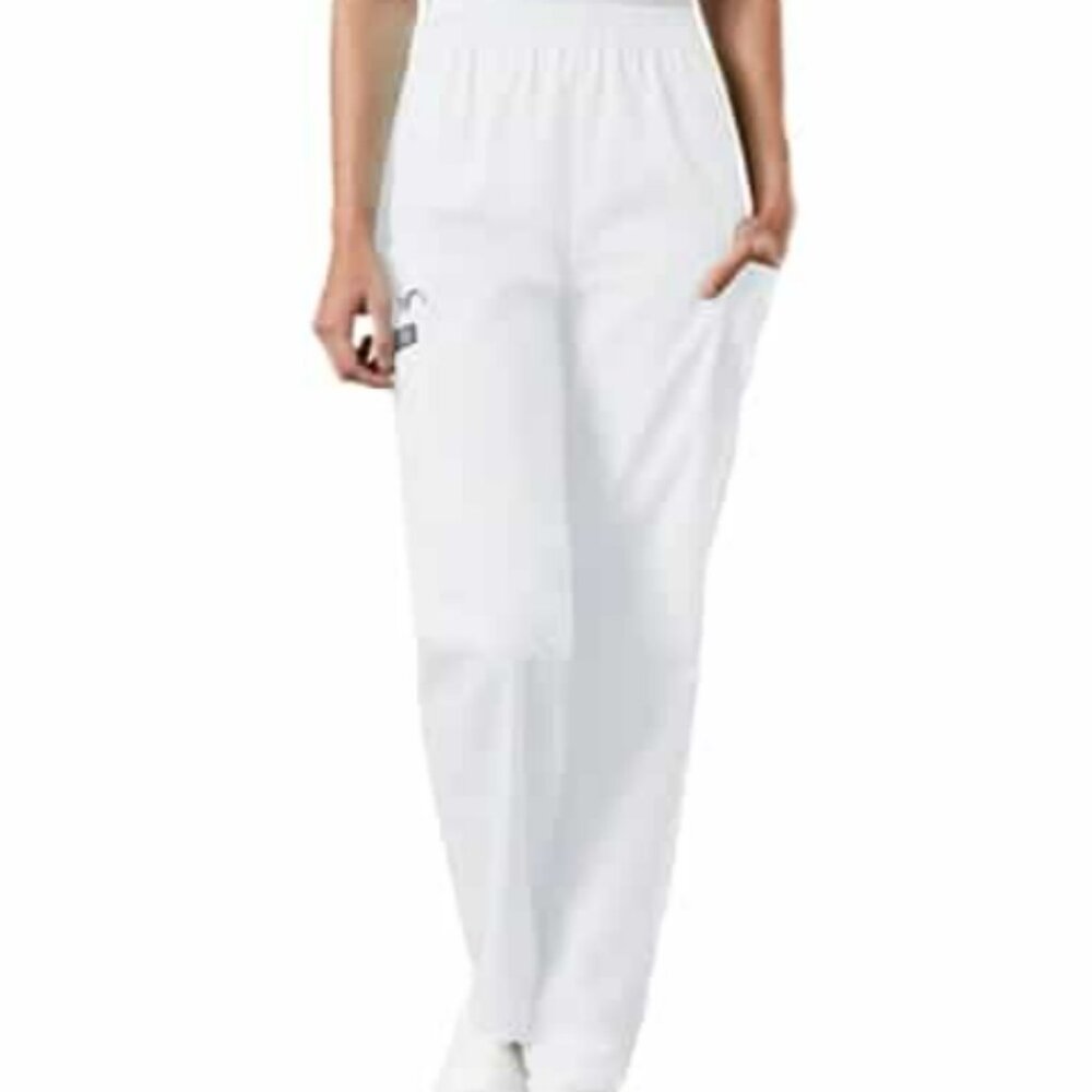 Cherokee Workwear Women's 4-Pocket Elastic Waist Utility Scrub Pants in White